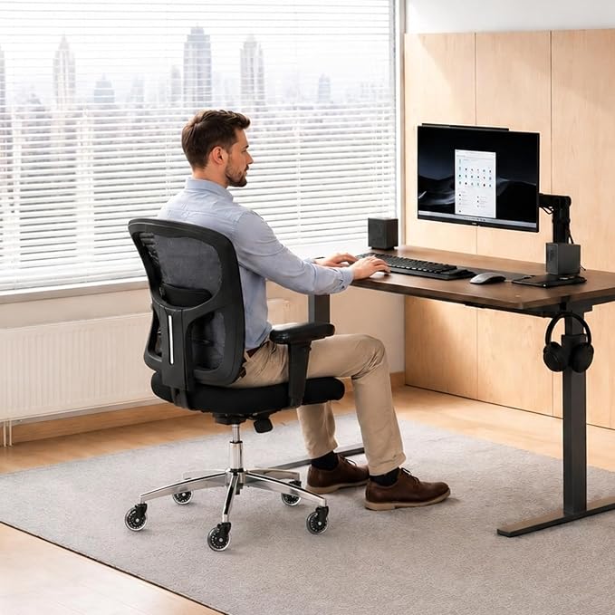 Big and Tall Office Chair 600lbs, Heavy Duty Ergonomic Mesh Chair, Computer Executive Desk Chair with Wide Thick Seat, Adjustable Armrests, Lumbar Support