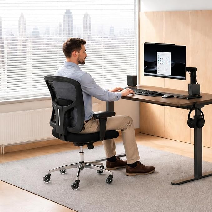Big and Tall Office Chair 600lbs, Heavy Duty Ergonomic Mesh Chair, Computer Executive Desk Chair with Wide Thick Seat, Adjustable Armrests, Lumbar Support (Black, 601LBS) (Black, 600LBS)