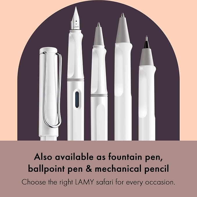 Lamy safari white - Rollerball Pen with ergonomic grip & line width M - for pleasant long writing - made of robust ASA plastic - including rollerball refill M 63 in black