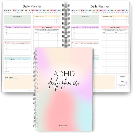 ADHD Daily Planner for Neurodivergent Adults - Productivity Daily Planner & Task Management to Stay Organized and Focused (Rainbow)