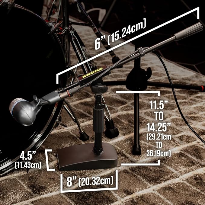 Shure by Gator Compact, Low Profile Mic Stand with Single-Section Boom; (SH-DESKTOP2)
