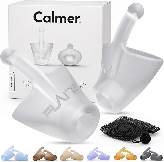Flare Audio Calmer | Noise Reducing Ear Plugs Alternative | Silicone Reusable Ear Plugs for Noise Sensitivity, Focus and Travel | Ear Plugs for Noise Reduction (Standard, Translucent)