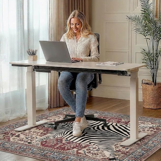 48"x60" Office Chair Mat for Hardwood Tile Floor, Under Desk Carpet Protector for Rolling Computer Chair Mat, Machine Washable Area Rug, Anti-Slip 1/5" Thick Low Pile Thin Vinyl Floor Mat, Red