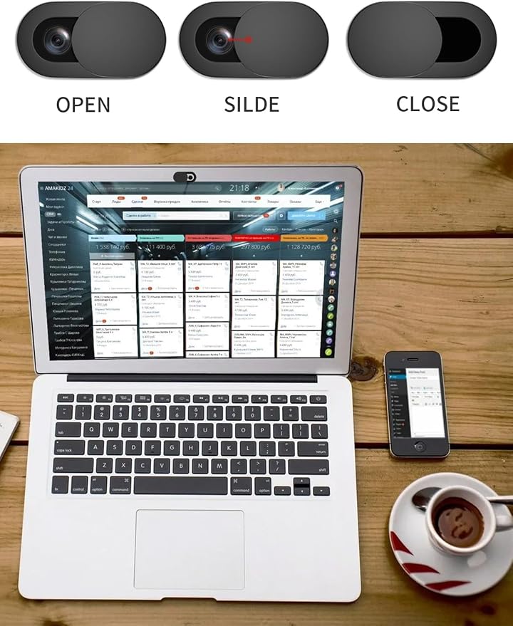 8 Pack Webcam Cover Slide - 0.027in Ultra Thin Camera Privacy Cover for Laptop, Desktop, PC, MacBook Pro, iMac, Mac Mini, Smartphone - Strong Adhesive, Black - Protect Your Privacy & Security