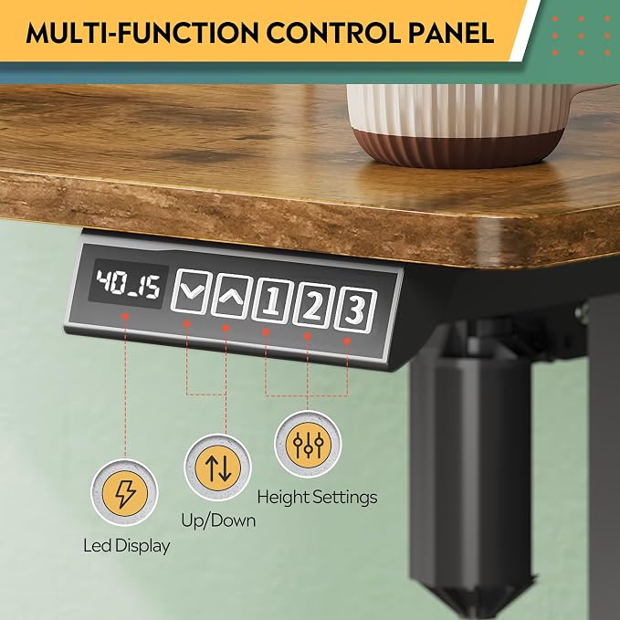 DEVAISE 55 Inch Standing Desk with Sheft, Ergonomic Computer Desk, Rustic Brown