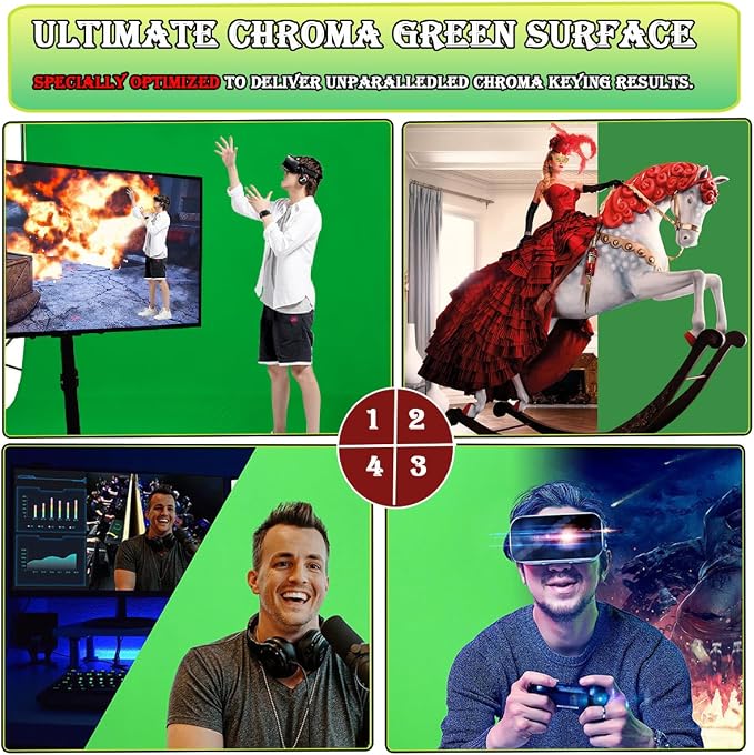 Green Screen Backdrop 10 x 20 ft, Photography Greenscreen Background for Streamingl, Big Green Photo Backdrop Curtain for Zoom Meeting, Video Studio, Video Recording