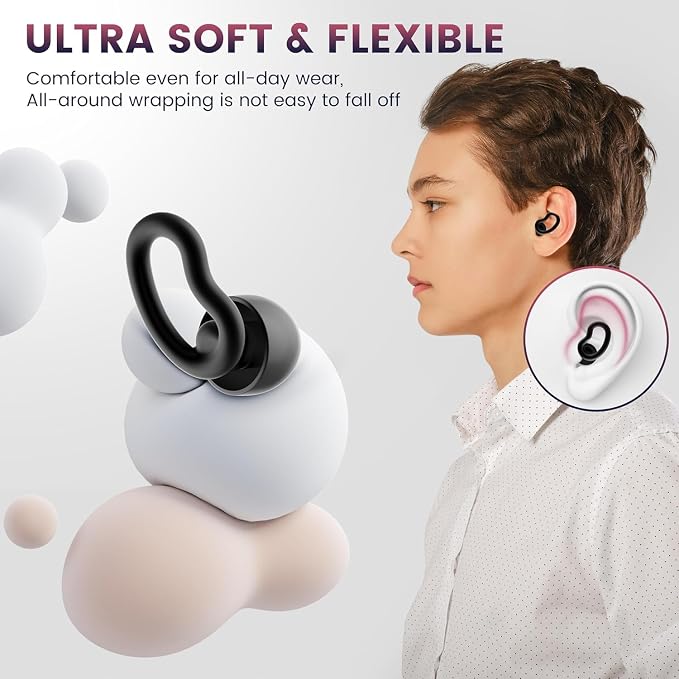 Ear Plugs for Sleeping,Reusable Noise Reduction Ear Plugs for Side Sleepers | 2 Pairs Silicone Ear Plugs, 6 Sizes Ear Tips (Single & Dual Layer), 30dB Noise Cancelling for Snoring,Travel ,Focus&Concerts