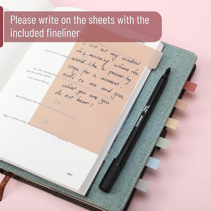 Mr. Pen- Transparent Sticky Notes Set, 410 Pack | Transparent Sticky Notes Tabs with Black Fineliner Pen for Bible Study, Office, School, Planning, Journaling & Organization