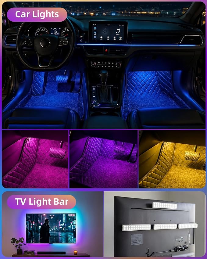 EZVALO 80 Color Changing Light Bars, 1800mAh Rechargeable Battery Operated Under Cabinet Lighting Wireless, Magnetic, Under-Counter Light Fixtures with Remote for Kitchen, Shelves, Home Bar, 4Pack