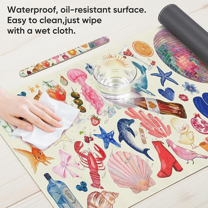 Desk Mat, Leather Desk Pad Blotter Protector, XXL Large Mouse Pad,Computer Laptop Mouse Pads for Desktop,Waterproof Writing Anti-Slip Mousepad for Office and Home I Cream Trendy Stickers