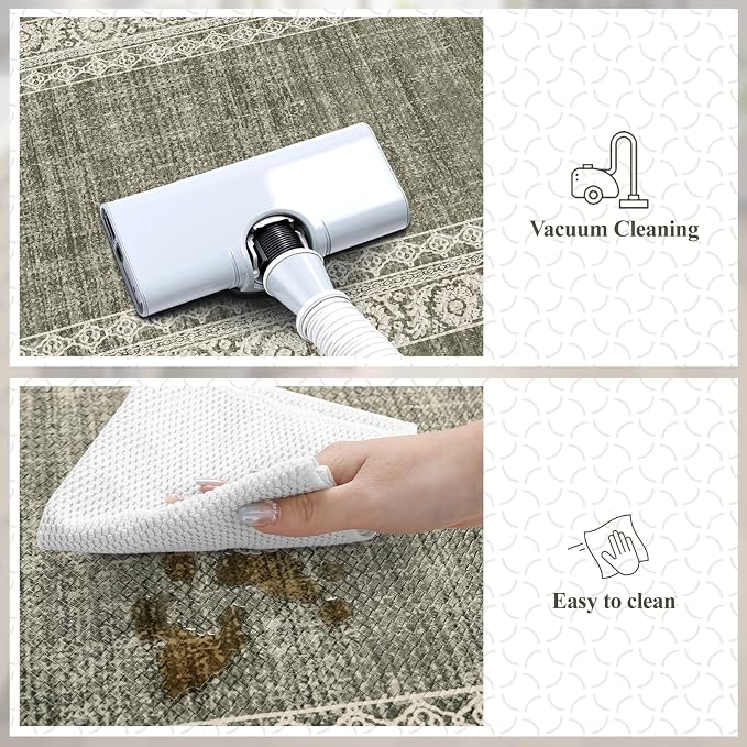 LEEVAN Anti Fatigue Kitchen Mats for Floor, Cushioned Kitchen Mat Set 2PCS | 17.3"x29"+17.3"x47", Boho Floral Green Kitchen Rugs Non-Slip, Waterproof Ergonomic Standing Mats for Laundry, Office & Sink