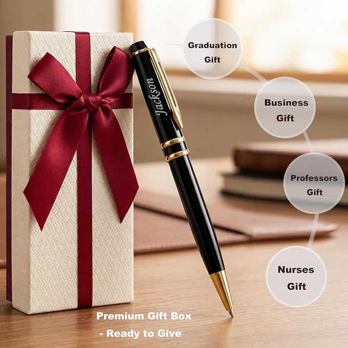 Yastar Personalized Pens - Luxury Writing Pen with 6 Black Ink Refills Engraved with Your different Message Name on the Pens Gift Set for Man/Women/Writers/Collection/Journalist 3 Pens/set