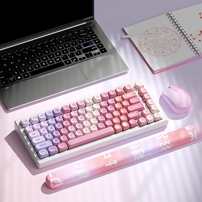 OHY XVX MOA Profile Keycap Set,12 Zodiac Series Dye-Sublimation PBT Material, Cute Purple Gradient Design, Compatible with MX Switches Mechanical Gaming Keyboards- Gradient Purple
