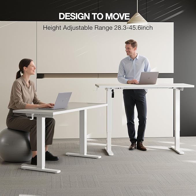 Acrolix Electric Standing Desk, Height Adjustable Home Office Desk with Memory Presets & Cable Management,White Sit Stand Desk for Work from Home, Ergonomic Computer Desk (55" x 24")