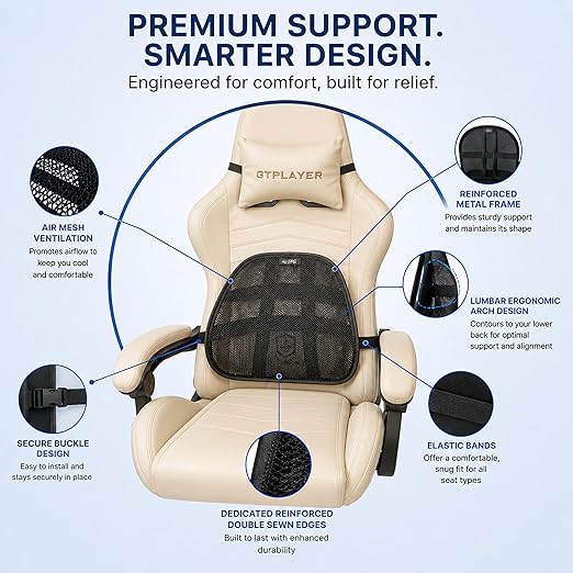Lumbar Back Support | Adjustable Breathable Mesh Ergonomic Car Seat Home Office Desk Chair Pain Relief Cushion (Lumbar Support, 1, Pieces)