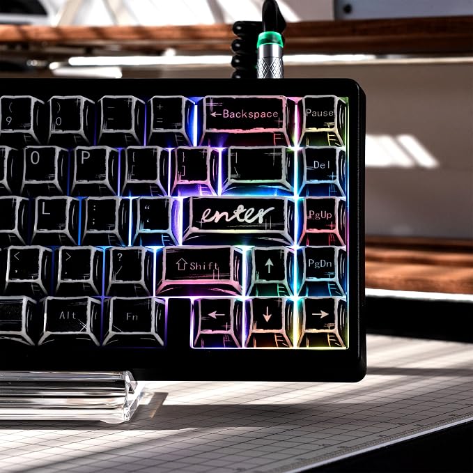 XVX Black Translucent Keycaps,PBT Keycap Set Cherry Profile,Dye Sublimation Graffiti Keyboard Keycaps Suitable for 60% 65% 75% 80% 100% MX Switches Mechanical Keyboard