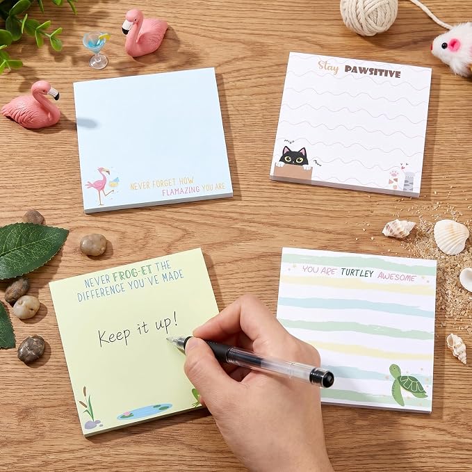 Inspirational Sticky Notes Gifts, 9 Pack Positive Fun Notepads 3x3 Inches, Funny Positive Self-Adhesive Memo Pads, Motivational Office Study Supplies Gift Rewards(450 Sheets)