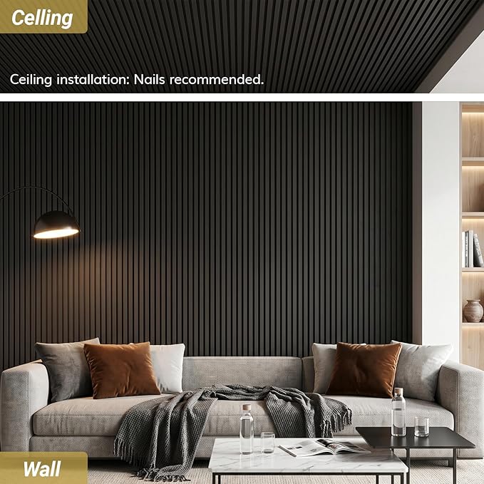 TONOR 8-Pack Bilayer Acoustic Panels Large Self-adhesive, 47.2'' * 23.6'' * 0.72” Adhesive Wall Panel, Large Soundproof Tiles for Echo Absorbtion, Acoustical Barrier of Polyester Fiber, Black