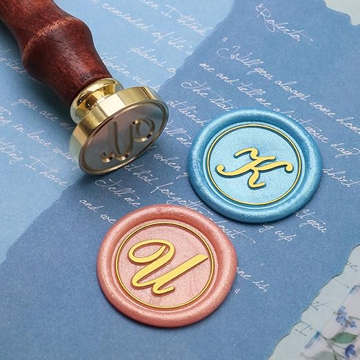 Letter K Wax Seal Kits, 200pcs Assorted Sealing Beads and 2pcs Initial Alphabet K Wax Seal Stamp for Wedding Invitations Gift Wraps Envelopes and Christmas Cards (Alphabet K Kit)