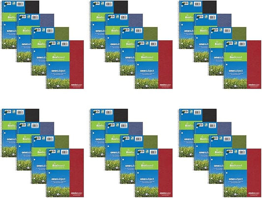 Roaring Spring Case of 24, Environotes Recycled One Subject Spiral Notebook, Heavyweight College Ruled BioBase Paper, 11" x 8.5" 70 Sheets, Assorted Earthtone Covers