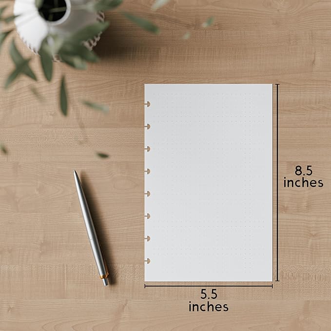 Discbound Half-Letter Size Extra Thick Dot Grid Paper Refill, 400 Sheets (800 Pages), 5.5 in. x 8.5 in., 120 GSM, Junior Size