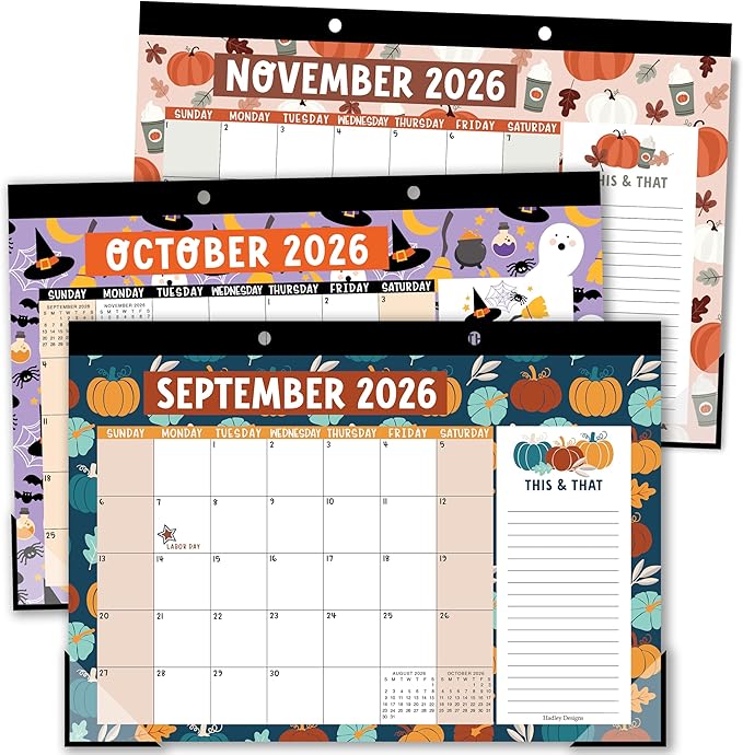 Hadley Designs Large Teacher Desk Calendar 2026-2027 - Desktop Calendar 2026, 18-Month Desk Calendars for Home, Office & Classroom, Cute Classroom Must Haves, Back to School Teacher Gifts