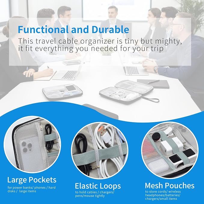 7 Pack Electronics Travel Organizer Case Tech Accessories Cord Storage Bag