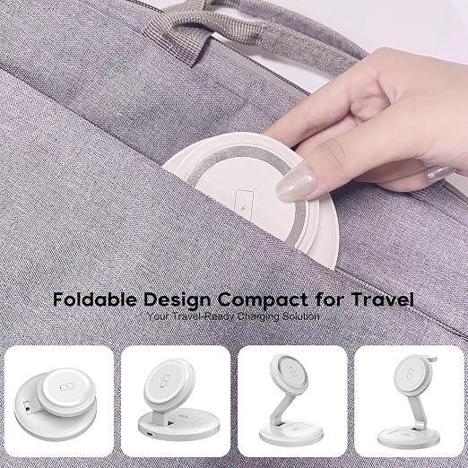 3 in 1 Foldable Magnetic Wireless Charging Station,iPhone Mag-Safe Charger,15W Fast MagSafe Charger Stand for Apple iPhone16Pro Max/16 Pro/15 ProMax/14/13/12,Apple Watch Ultra/2/SE to S9,AirPods Pro 3