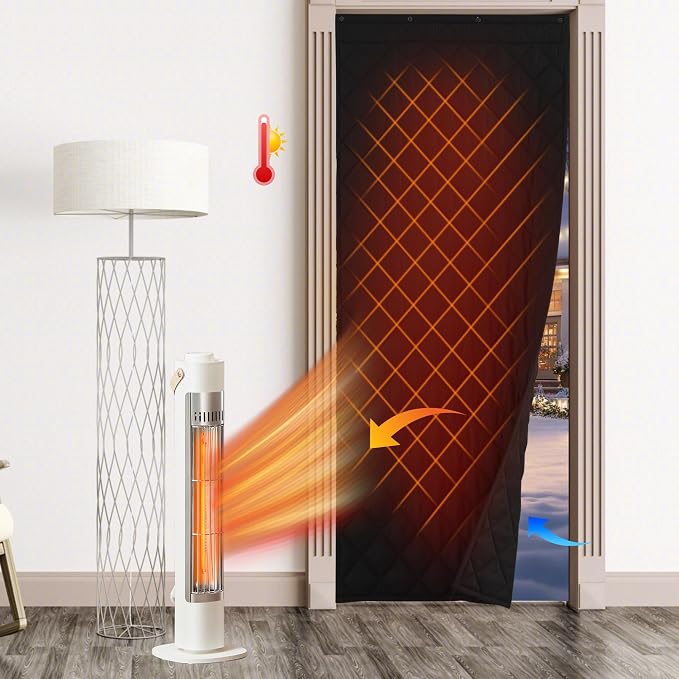 RYB HOME Summer Heat Blocking Thick Quilted Insulated Curtains, Thermal Insulated Curtains Room Divider for Energy Saving Window Treatment for Bedroom Living Room, W36 x L86, Black, 1 Panel