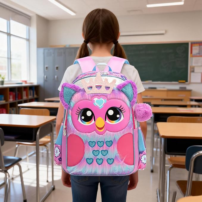 Meetbelify Cute Backpack for Girls Backpack for Elementary Student Kids Travel Bookbag with Lunch Box Pencil Case for Girls Ages 6-8