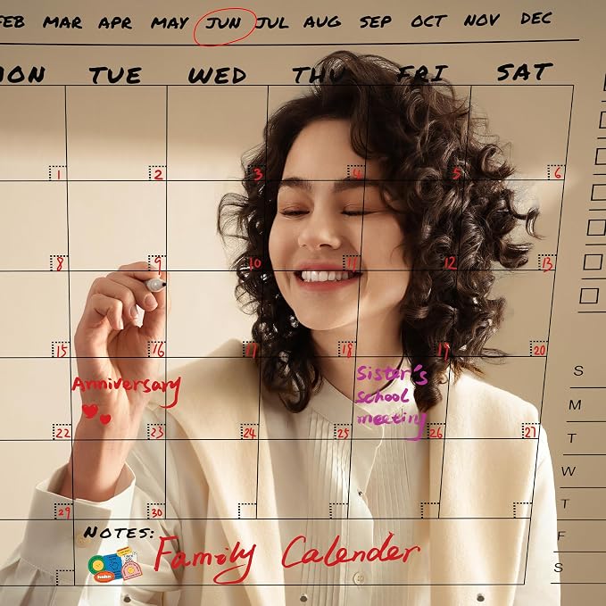 Large 28x20 Acrylic Wall Calendar – Clear Dry Erase Monthly Planner for Wall – Family Command Center for Home, Office & Kitchen – Reusable Acrylic Calendar with Markers & Accessories