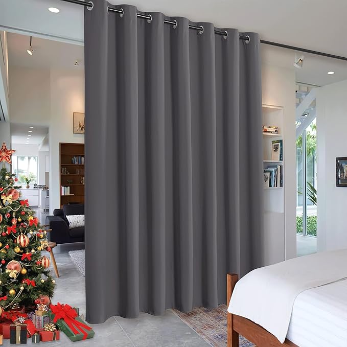 RYB HOME Blackout Curtains Soundproof Energy Saving Insulating Privacy Room Divider Curtains for Patio Sliding Glass Door Living Room Garage Home Theatre Large Window, W 150 x L 84 inches, Grey