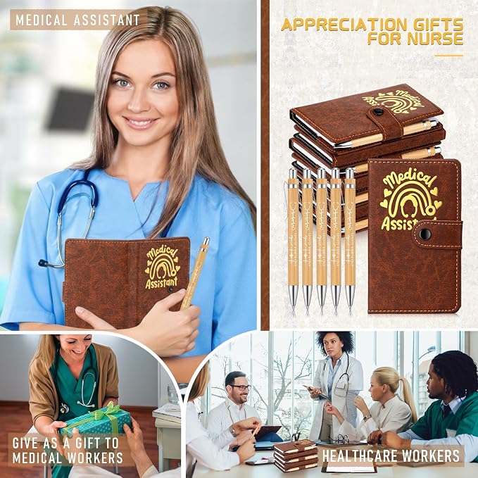 Yexiya 36 Set CNA Week Appreciation Gifts Set A6 Leather Journal with Ballpoint Pens Notebook Bulk for Doctor, Nursing, Certified Medical Assistant, Healthcare Clinical Intern Gifts