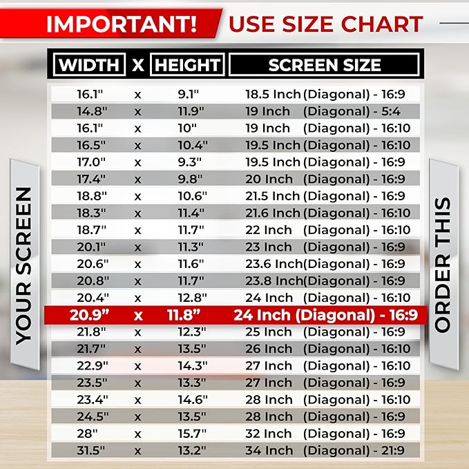 24 Inch 16:9 Computer Privacy Screen Filter for Monitor - Privacy Shield and Anti-Glare Protector
