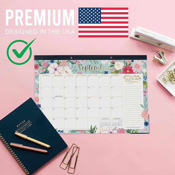 Hadley Designs Large Teacher Desk Calendar 2026-2027 - Desktop Calendar 2026, 18-Month Desk Calendars for Home, Office & Classroom, Cute Classroom Must Haves, Back to School Teacher Gifts