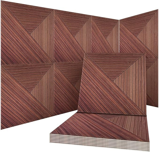 8Pack Acoustic Wall Panels, Wood-Pattern Art Sound Proof Foam Panels For Walls, Decorative Acoustic Panels Sound Absorbing, Self-Adhesive Sound Dampening Panels For Studio Home, 23.62 X 23.62 Inches