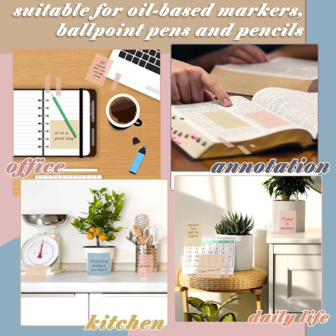Jetec 900 Pcs Pastel Transparent Sticky Notes Transparent Clear Back to School Gifts for Bible Tabs Book Annotation Tools School Supplies Office Notes with Marker See Through Self(Cute Color)