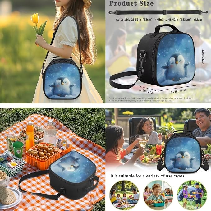 Ystardream Cute Penguin Backpack for Girls Backpack and Lunch Box Lightweight Elementary School Bag with Comfortable Adjustable Straps for Student Easy Carry 4 Pcs Kindergarten Supplies for Teenager
