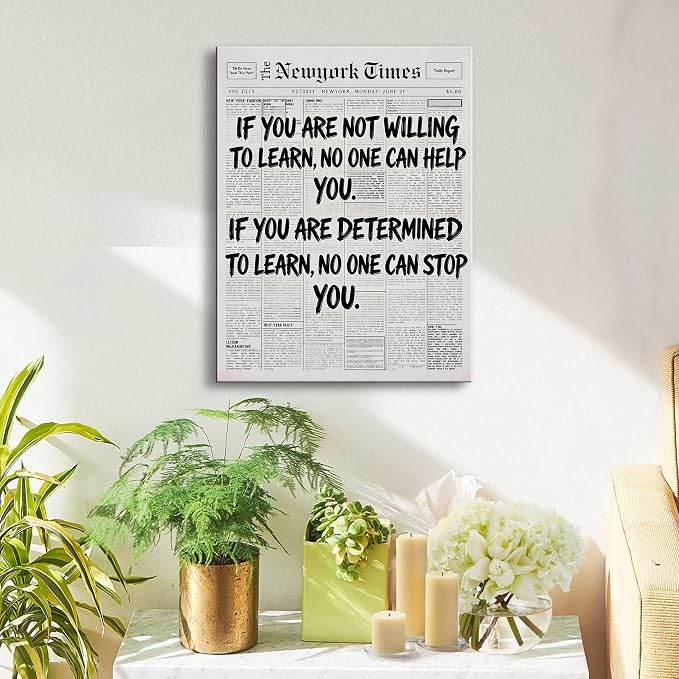 Black And White Newspaper Poster for preppy room Motivational Wall Art Inspirational Office wall art for home decor Positive Quotes wall prints Encouragement Gifts Positive Sayings for Wall Decor . A-521