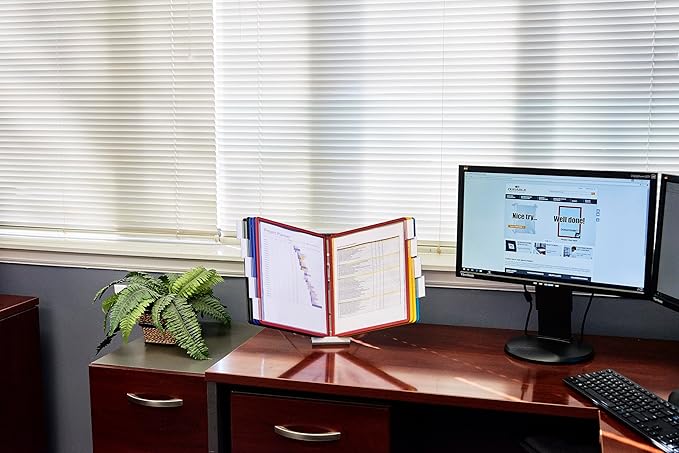 Durable Instaview20 Pocket Expandable Desktop Reference System - Letter Size 10 Double-Sided Panels - Assorted Color Borders