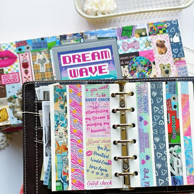 Bomichi Washi Tape Set - 36 Rolls Washi Tape with Retro-Futuristic Vaporwave Design, Decorative Masking Tape for Bullet Journal Supplies, Scrapbooking, DIY Crafts, Planner Decoration