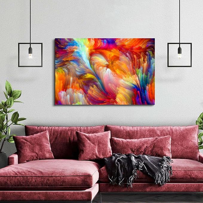 Large Colorful Abstract Canvas Wall Art for Living Room Modern Marble Pictures Aesthetic Wall Decor Watercolor Abstract Painting Poster Contemporary Artwork Bedroom Office Home Decorations 32x48”