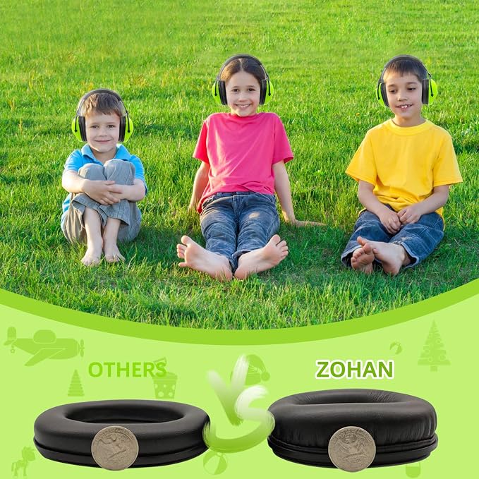 ZOHAN Kids Ear Protection 3 Pack, 25dB NRR Noise Cancelling Headphones for Kids, with Pillowy Pads, for Monster Truck, School, Autism, Sensory, Fireworks, Concerts, Events (Green*3)