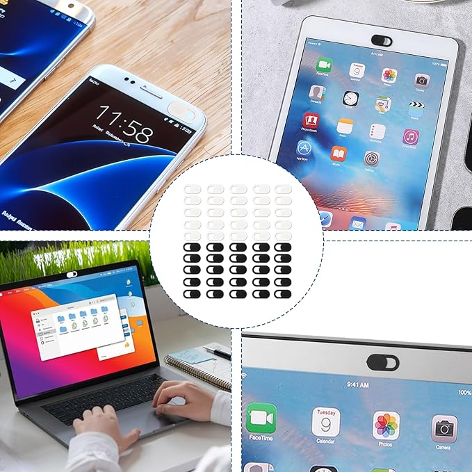 50 Pcs Webcam Cover Slide, 0.023 Inch Ultra-Thin Universal Laptop Camera Cover Slide Webcam Cover for Laptop, Computer(White+Black)