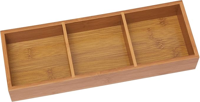 Lipper International 823 Bamboo Wood 3-Compartment Organizer Tray, 11 5/8" x 4 1/8" x 1 3/4" (Pack of 6)