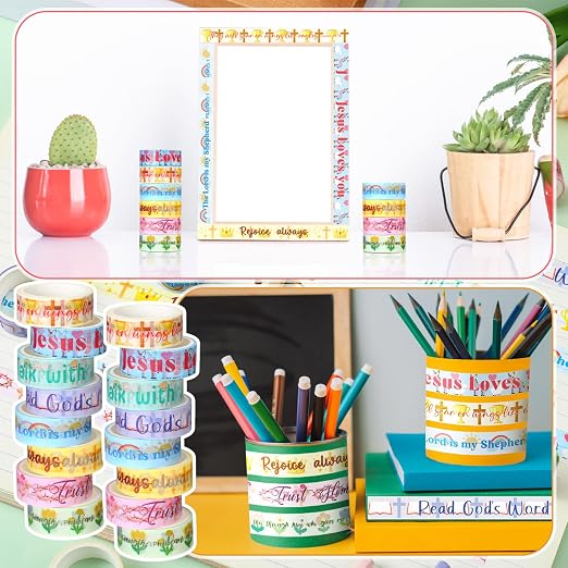 24 Rolls Back to School Christian Washi Tape Gifts Bulk Graduation Vbs Religious Scripture Kawaii Cute Bible Verse Washi Tape for Bible Journaling Crafting Students Biblestudy Stationery