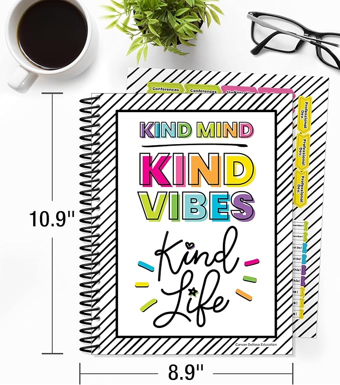 Carson Dellosa Kind Vibes Teacher Planner 2026-2027, Undated 8" x 11" Lesson Plan Book With Stickers, Class Schedule and Weekly Calendar School Supplies, Classroom Must Haves and Homeschool Essentials