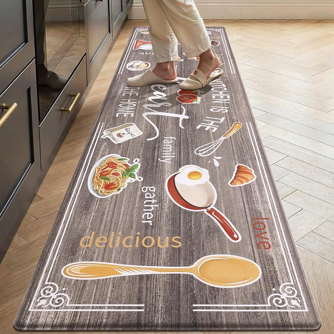 Yamaziot 24"x 94" Anti Fatigue Kitchen Rug, Non-Slip Cushioned Floor Mat | Waterproof, Stain Resistant, Farmhouse Cushioned Comfort Standing Desk Mat Runner Rug for Kitchen, Office, Sink, Laundry