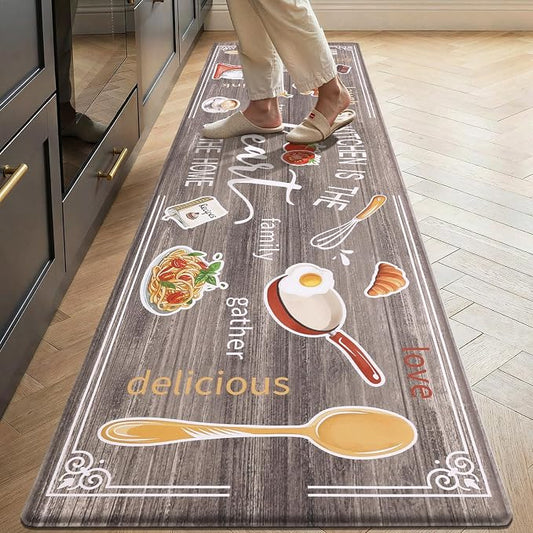 Yamaziot 24"x 94" Anti Fatigue Kitchen Rug, Non-Slip Cushioned Floor Mat | Waterproof, Stain Resistant, Farmhouse Cushioned Comfort Standing Desk Mat Runner Rug for Kitchen, Office, Sink, Laundry