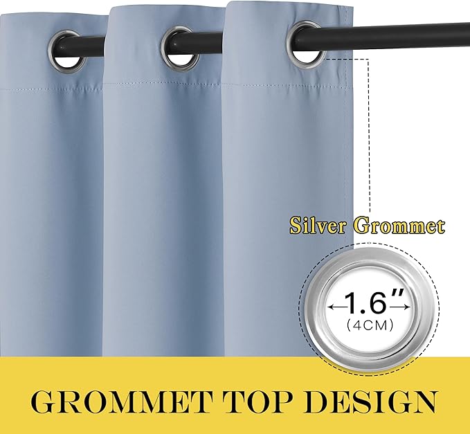 NICETOWN Blackout Curtains 84 Inch Length, Thermal Insulated Curtains for Bedroom Grommet Energy Saving Room Darkening Drapes for Living Room Window, 1 Panel, Vintage Blue, 66" W x 102" L